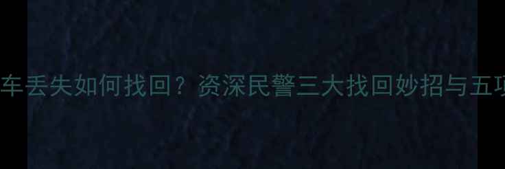 葫芦岛自行车丢失如何找回资深民警三大找回妙招与五项注意事项