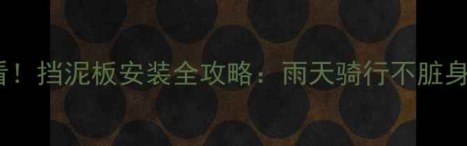 山地车必看挡泥板安装全攻略雨天骑行不脏身省心又护车