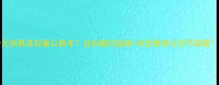 10000元预算选轻量公路车这份避坑指南车型推荐让你不踩雷