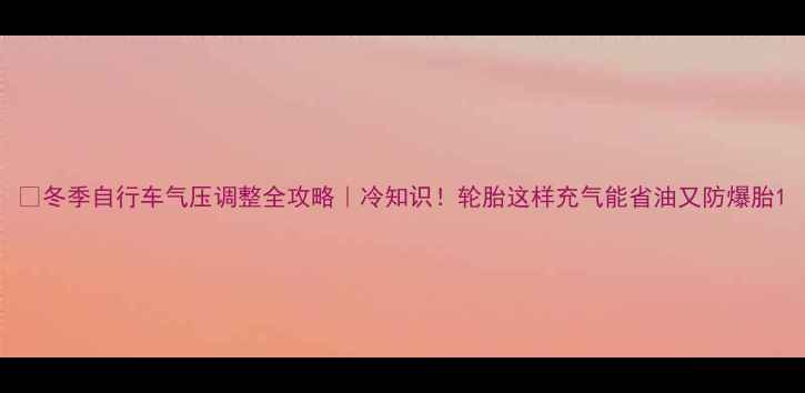 冬季自行车气压调整全攻略冷知识轮胎这样充气能省油又防爆胎