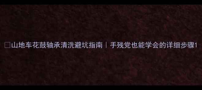 山地车花鼓轴承清洗避坑指南手残党也能学会的详细步骤