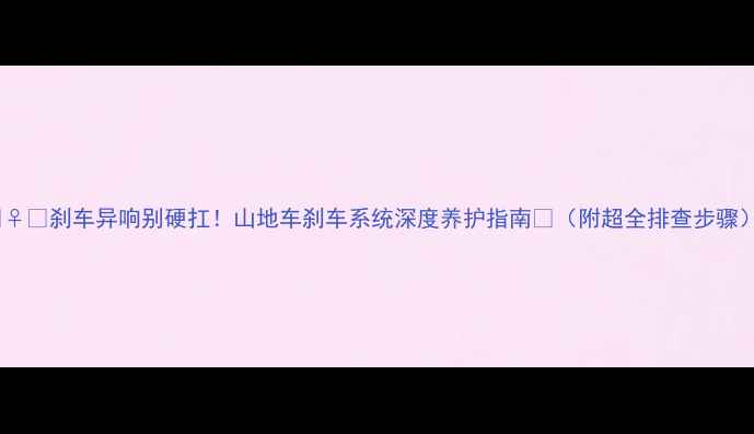 刹车异响别硬扛山地车刹车系统深度养护指南附超全排查步骤