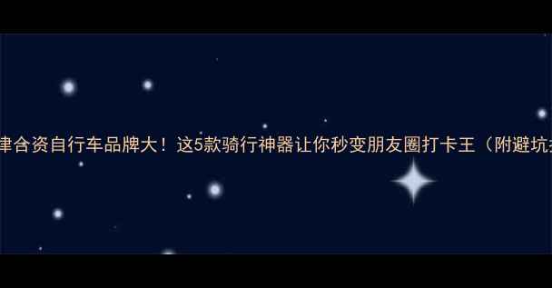 天津合资自行车品牌大这5款骑行神器让你秒变朋友圈打卡王附避坑指南