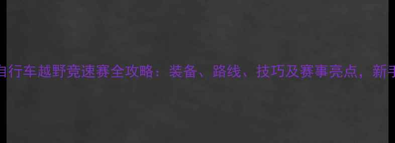 自行车越野竞速赛全攻略装备路线技巧及赛事亮点新手必看