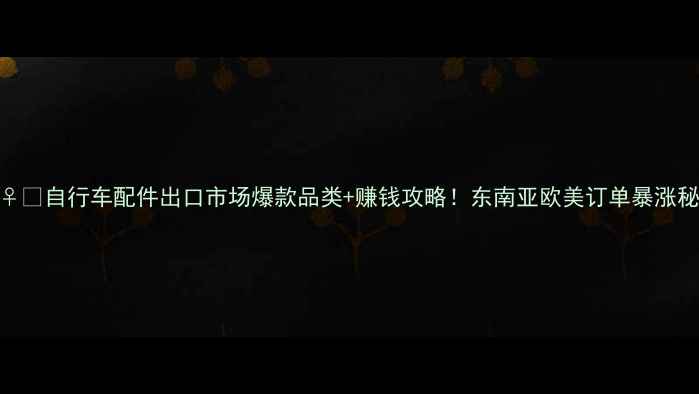 自行车配件出口市场爆款品类赚钱攻略东南亚欧美订单暴涨秘籍