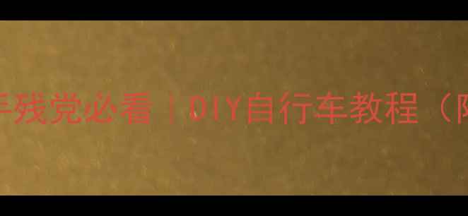 零基础也能做手残党必看DIY自行车教程附省钱技巧避坑指南