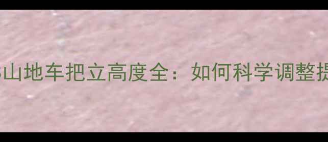 公路车VS山地车把立高度全如何科学调整提升骑行体验