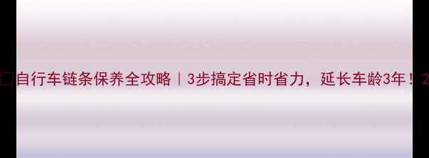 自行车链条保养全攻略3步搞定省时省力延长车龄3年