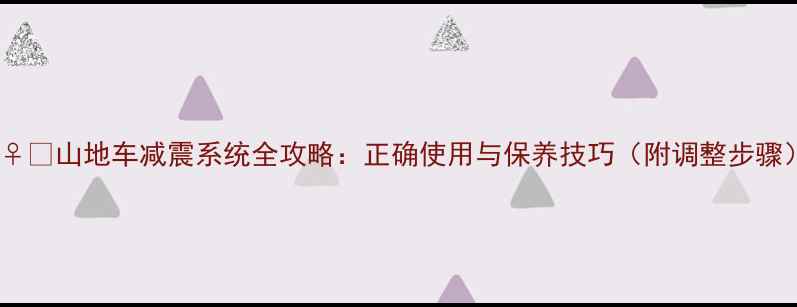 山地车减震系统全攻略正确使用与保养技巧附调整步骤