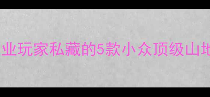 必入专业玩家私藏的5款小众顶级山地车品牌测评